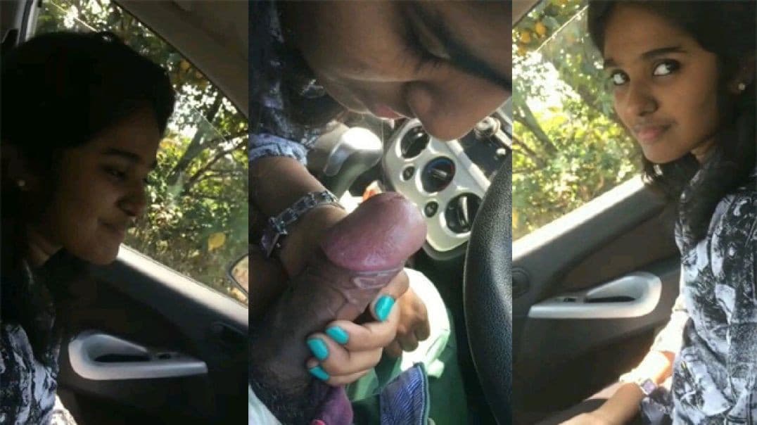 Dusky Babe Giving Blowjob Fucked by Boyfriend In Car