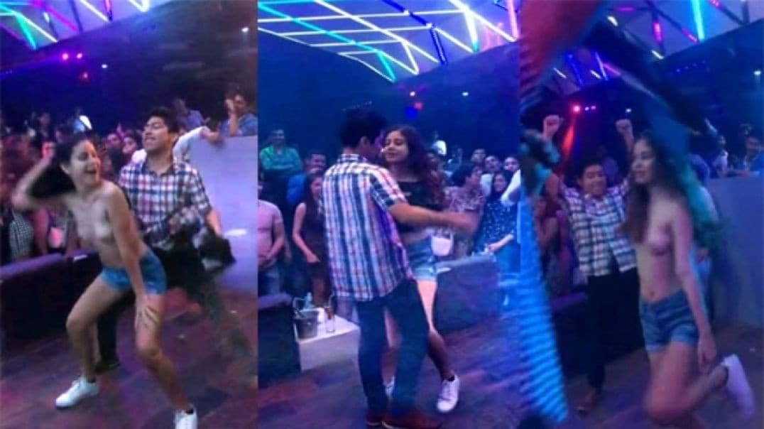 Hot Babe Getting Fully Drunk and Removing Her T-shirt