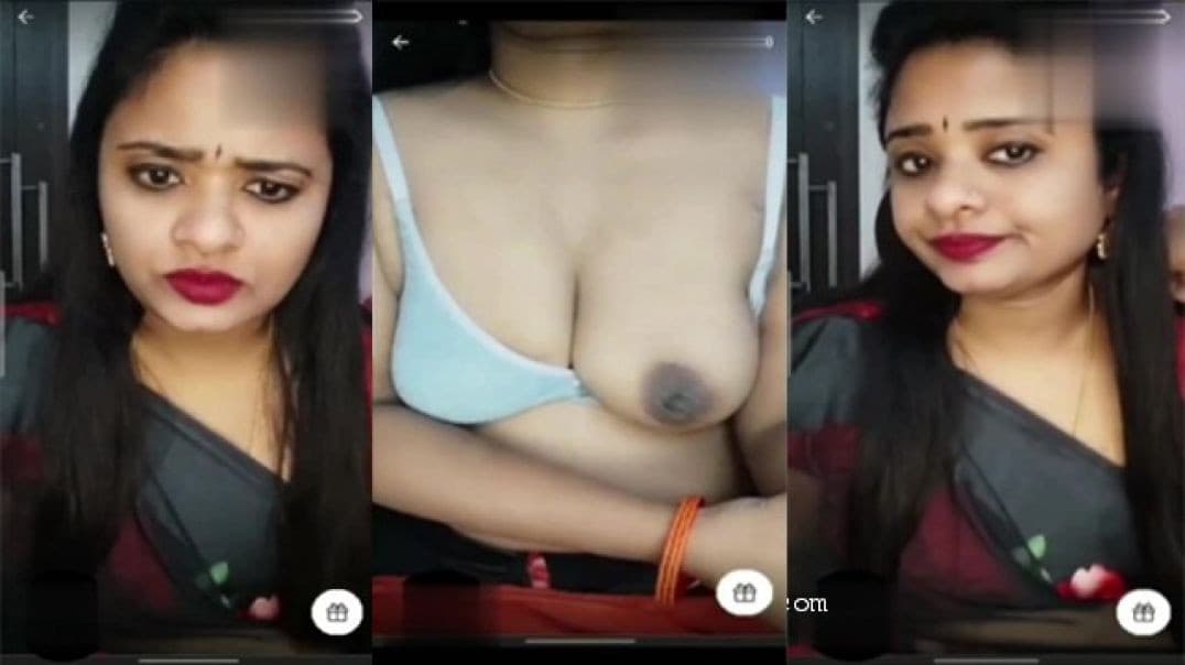 Telugu Wife Showing Boobs on Tango Live with Face